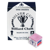 SILVER CUP Billiard CHALK - ONE DOZEN (Pink)